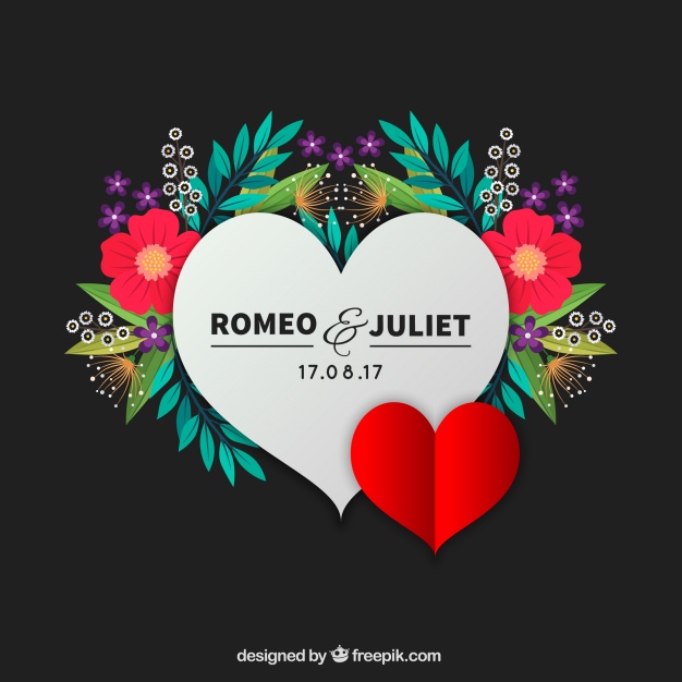 Vektörel Romeo ve Julieta Kalp Tasarımı