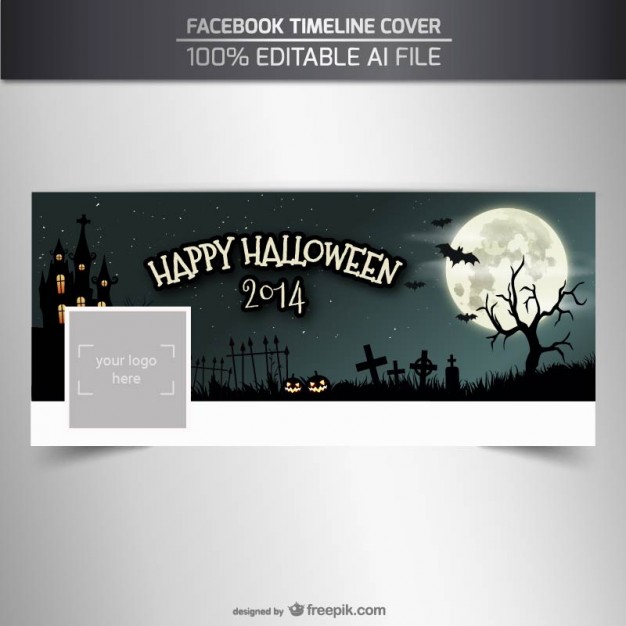 Vektörel Cadılar Bayramı Facebook Kapak Tasarımı