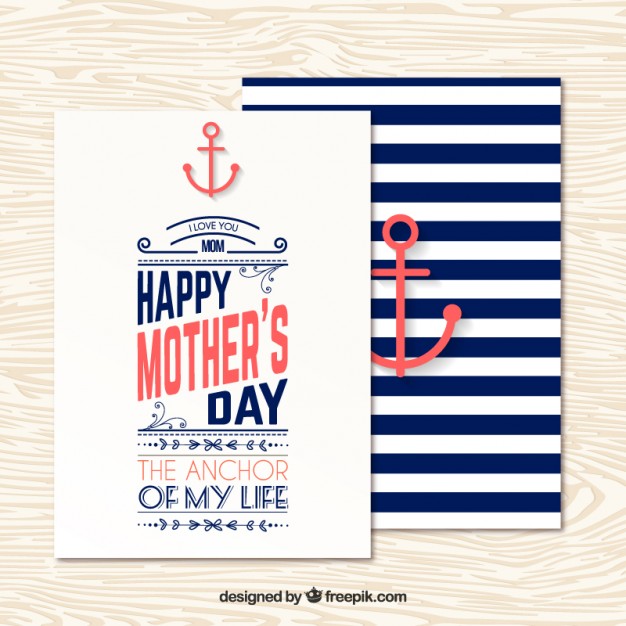 Vektörel Denizci Anneler Günü Kartı