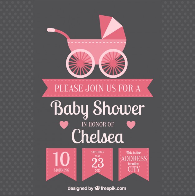 Vektörel Bebek Arabası Baby Shower